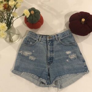 Distressed light wash denim shorts size 4